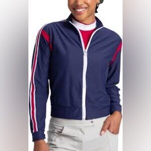 Kinona Golf Zip Jacket Navy Red Stripe Italian Fabric L